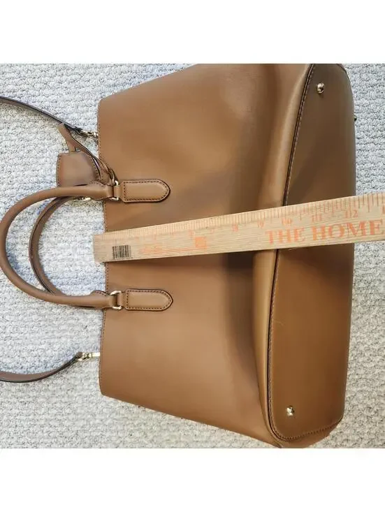 Lauren Ralph Lauren Dryden Marcy Satchel Brown Leather Women's Large - Picture 6 of 12